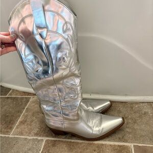 Silver Cowboy Boots